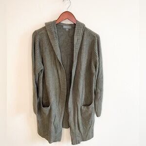 Barefoot Dreams Women’s Open-Front Hooded Cardigan Sweater - Olive Green